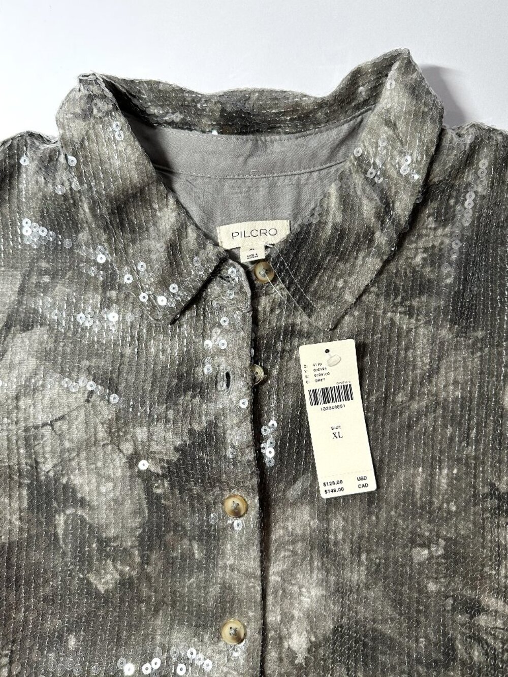 Pilcro Short Sleeve Buttondown Sequin Top NWT - Picture 8 of 8